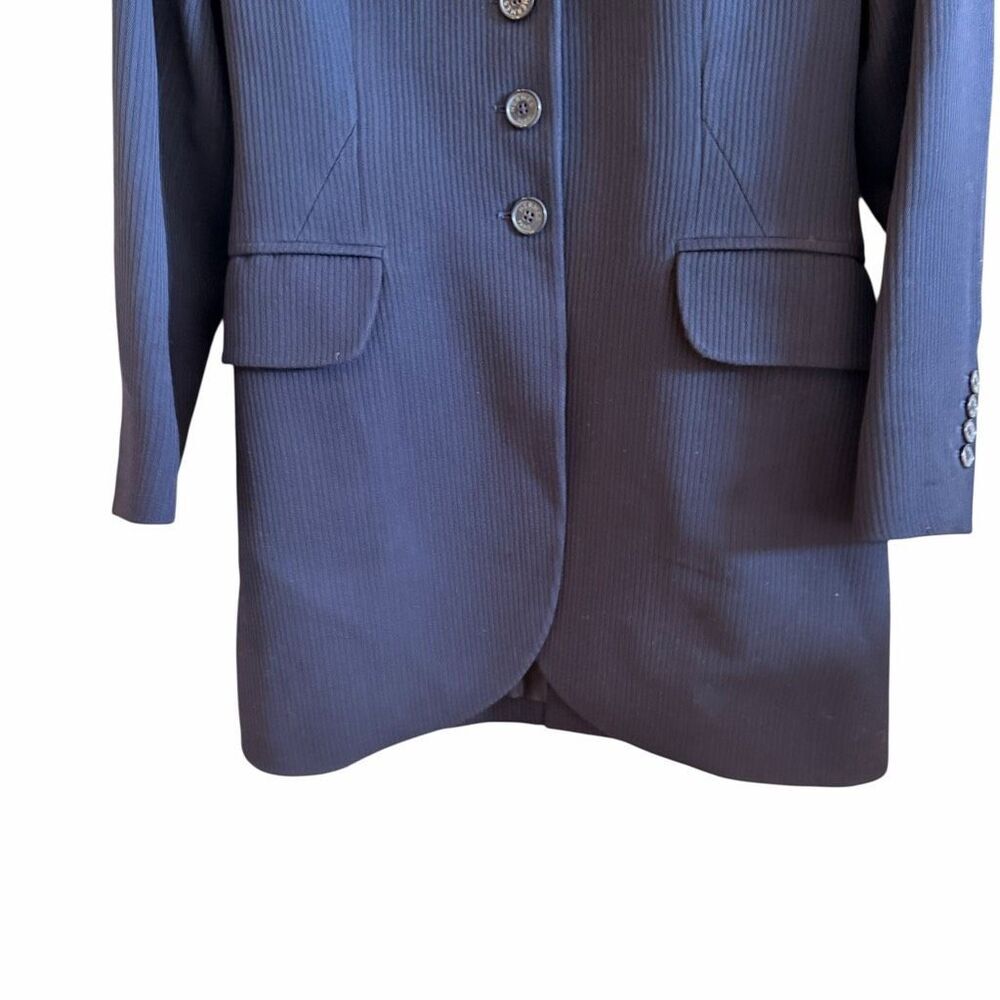 Hermès Paris Vintage Y2K Women’s Navy Pinstripe Wool Coat Blazer SZ EU 38 / US 6 - Picture 4 of 15